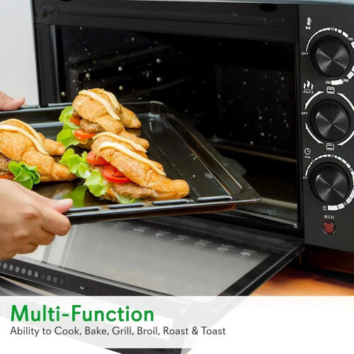 20L Portable Countertop Oven Electric Pizza Oven With Tray Grill Adjustable Temperature Timer Multi Function 1