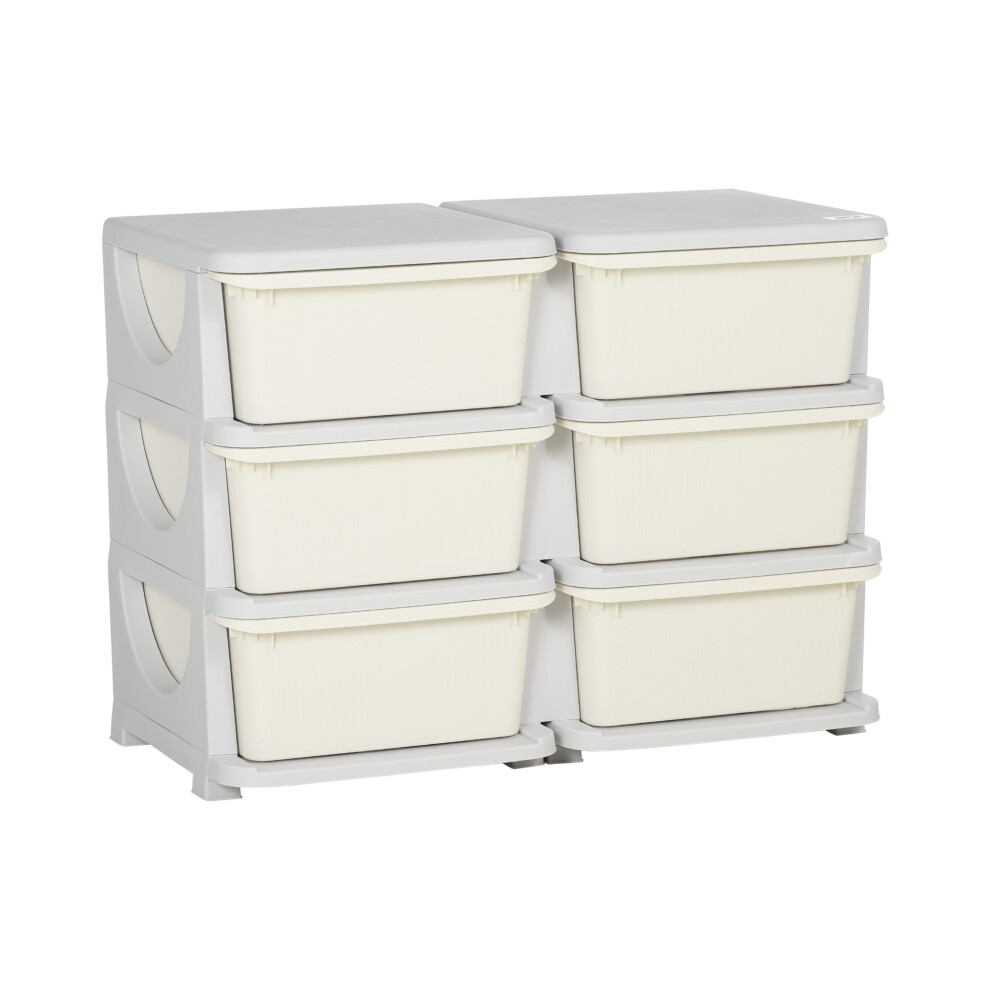 Kids Storage Unit with Six Cream Drawers Multi-Functional Wooden Organizer Ideal for Bedroom 80cm x 60cm-image-OPC-PMFPZJY-NEW