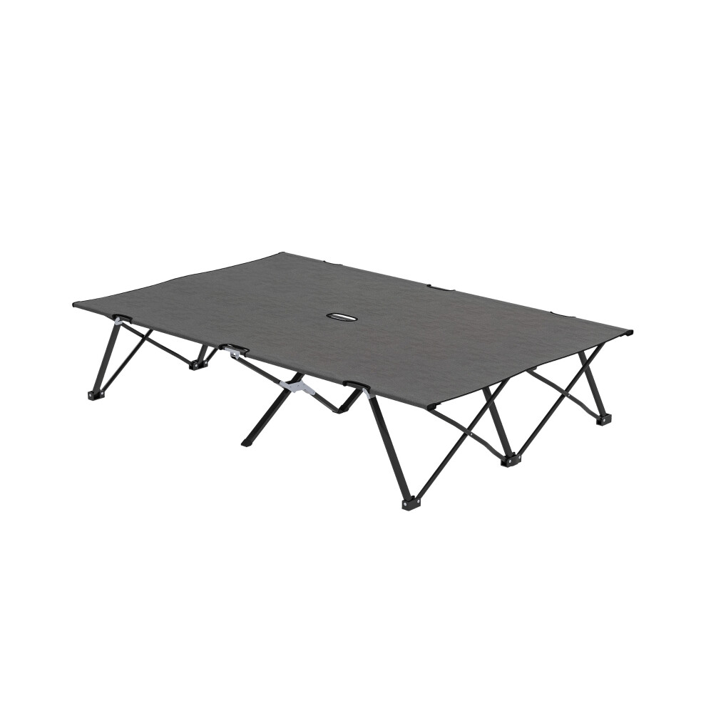 Camping Cot Bed Charcoal Grey | Double Size Lightweight Steel Frame Comfortable Fabric with Carry Bag for Outdoor Adventure-image-OPC-PMFQ2TS-NEW