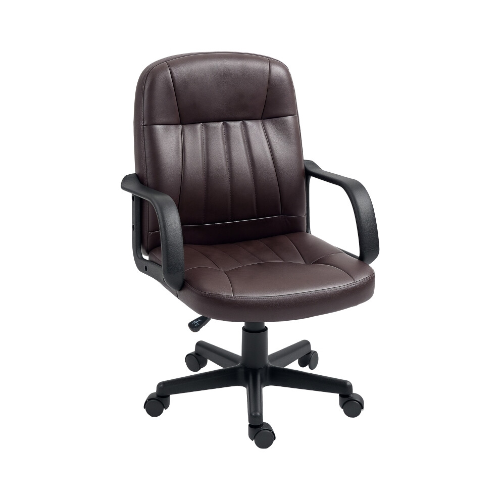 PU Leather Swivel Office Chair for Desk HOMCOM Dark Brown Executive Chair with 360 Rotation & Ergonomic Comfort-image-OPC-PMFQ2R8-NEW