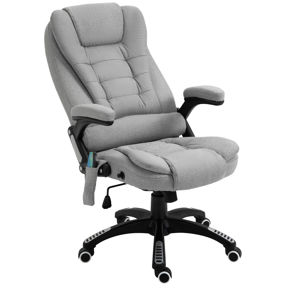 Ergonomic Fabric Office Chair with 6-Point Massage Back Heating Lumbar & Arm Support Light Grey-image-OPC-PMFQ59K-NEW