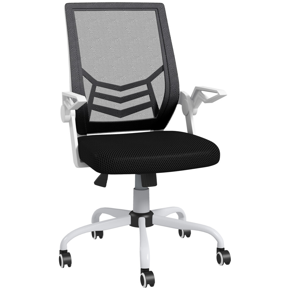 Black Mesh Office Chair with Lumbar Support Swivel Wheels Flip-up Armrests - Ergonomic Computer Desk Chair for Work & Study-image-OPC-PMFQ2XP-NEW