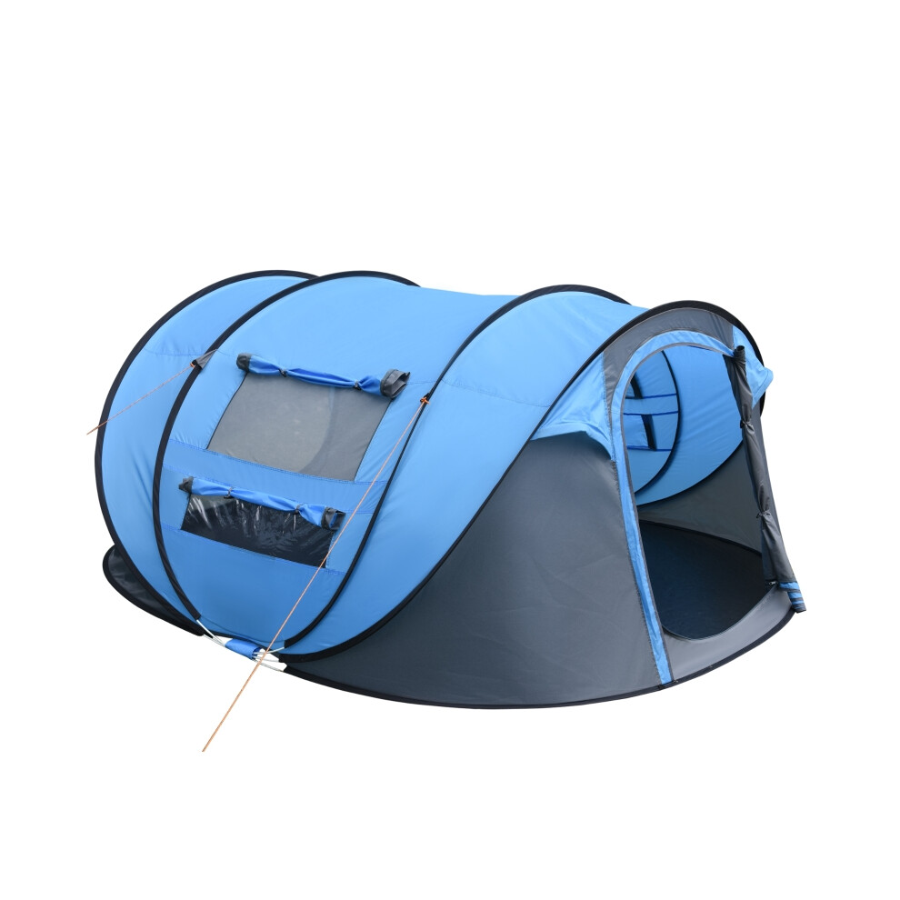 Family Camping Tent for 4-5 Persons Sky Blue Pop-up Tent with Mesh & PVC Windows Easy Setup Portable Carry Bag for Outdoors-image-OPC-PMFQ6B7-NEW