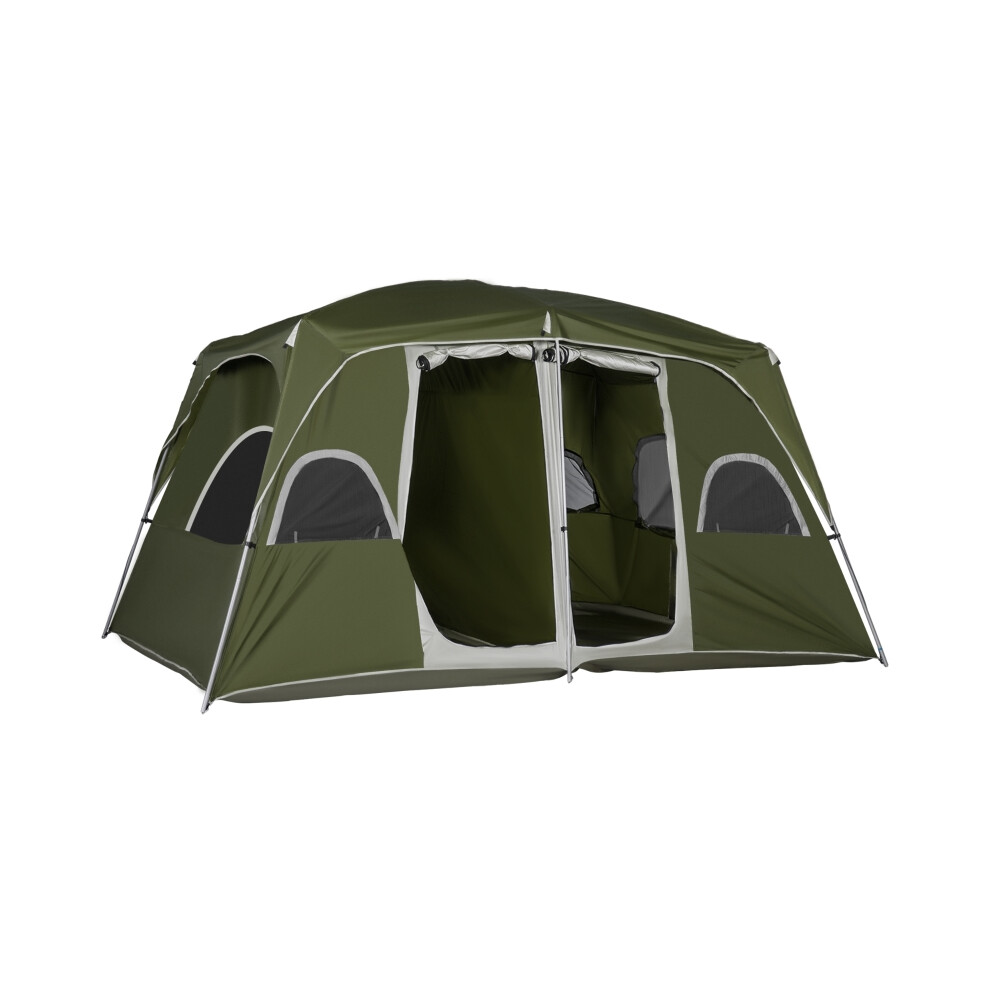 Green Camping Tent for 4-8 Family 2 Rooms Large Mesh Windows Easy To Set Up Perfect for Outdoor Hiking and Backpacking-image-OPC-PMFQ6SN-NEW