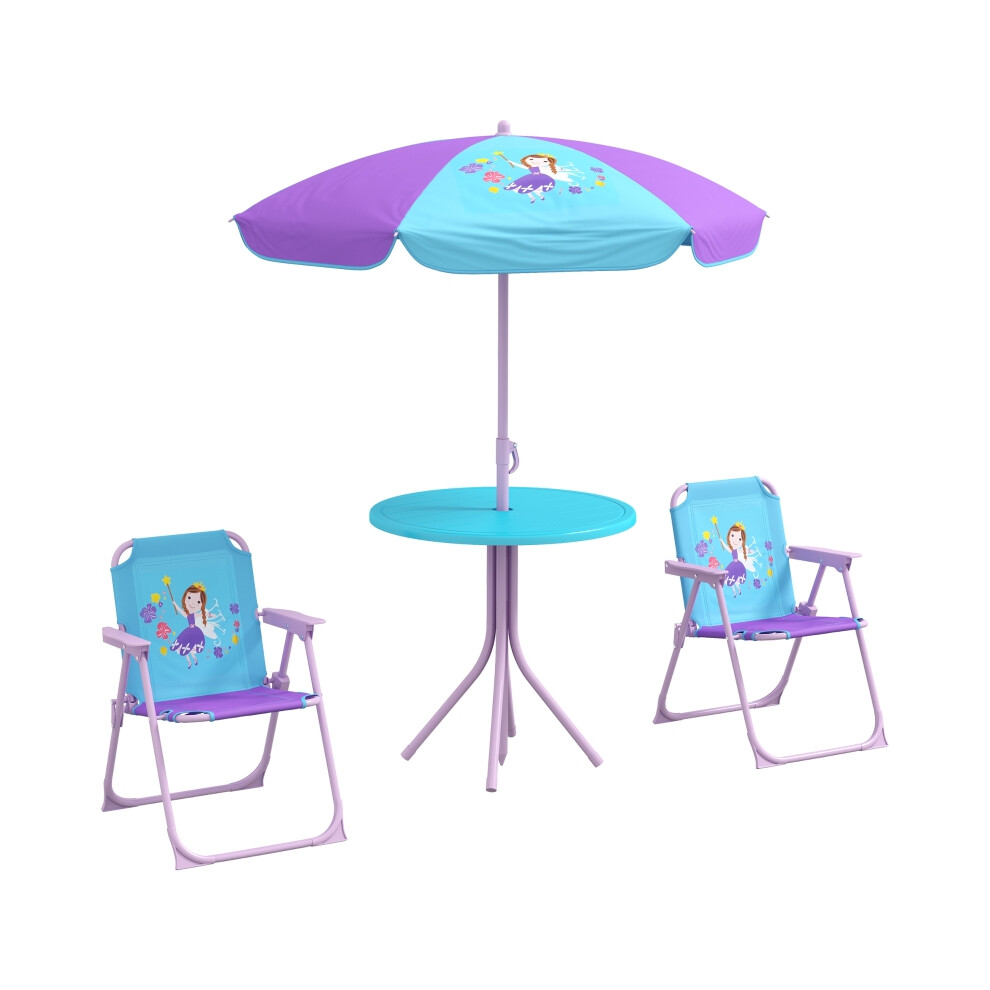 Children's Picnic Table and Chair Set with Fairy Theme - Outdoor Garden Furniture Foldable Chairs Adjustable Parasol for Kids-image-OPC-PMFQ6XS-NEW