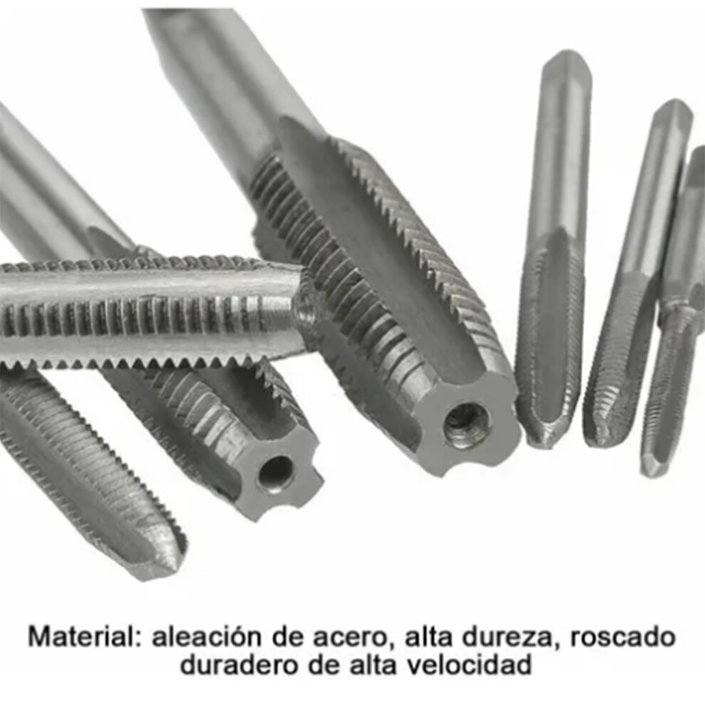 8Pcs High-Speed Steel Straight Slotted Taps M3-M12 With Drift Holder 4941355041002