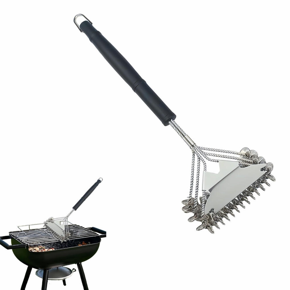 Bristle Free Grill Brush And Scraper For Outdoor Grill, Safe Triple Helix Non Wire, Gas Charcoal Smoker Porcelain Grates-image-OPC-PMFQ7BG-NEW