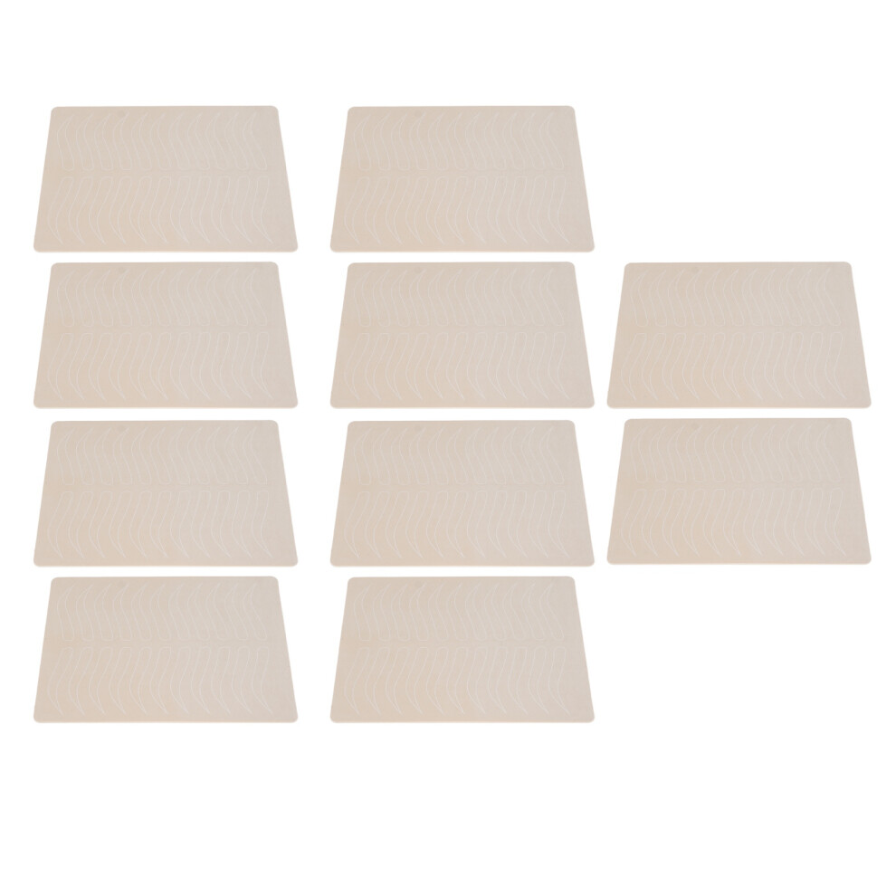 10Pcs Silicone Eyebrow Practice Skin, 20x15cm, Inkless For Beginners