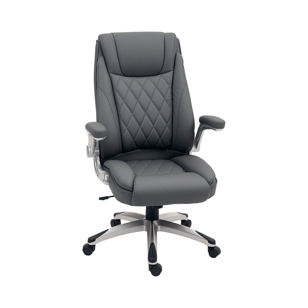Premium Faux Leather Executive Office Chair in Dark Grey - Swivel Adjustable Height Padded Seat & Backrest for Ultimate Comfort-image-OPC-PMFQ8NX-NEW