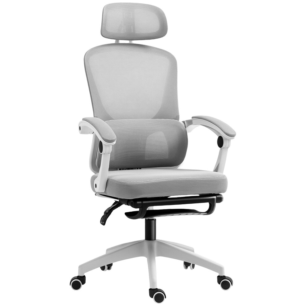 Comfortable Mesh Office Chair with Reclining Feature Adjustable Lumbar Support Headrest and Footrest Grey-image-OPC-PMFQ9TG-NEW