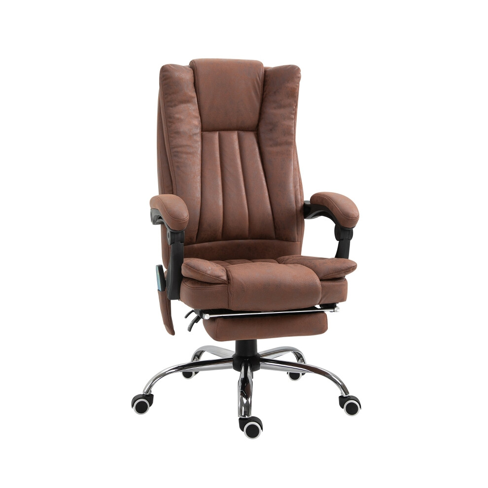 Office Chair with Massage & Heat Microfibre Reclining Desk Chair with Footrest Adjustable Height & Swivel Wheels Brown-image-OPC-PMFQ9Z5-NEW