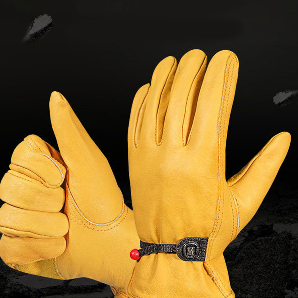 Work Gloves Faux Cowhide Leather Adjustable Slip-Resistant For Gardening, Riding & Auto Repair 3551355057876