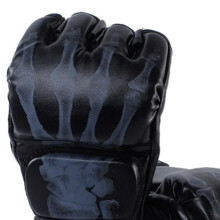 Unisex Black Half Finger Boxing Gloves for MMA Combat Training