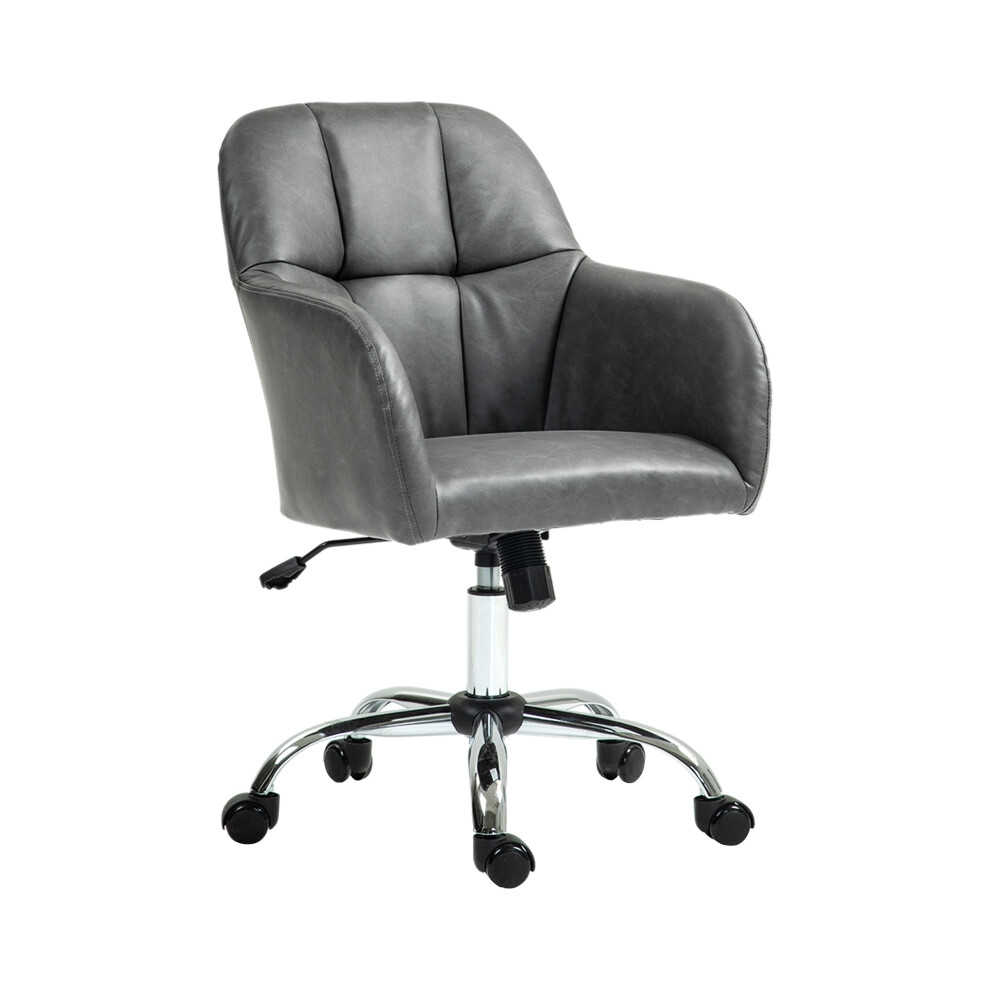 Grey Faux Leather Tub Office Chair with Wheels Ergonomic Design Adjustable Height Comfortable & Stylish Workspace Seating-image-OPC-PMFQCRW-NEW