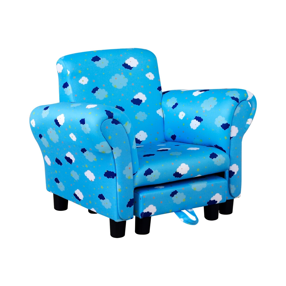 Children's Wooden Toddler Chair with Footrest Blue Cloud Star High Back Anti-Slip Legs Perfect for Bedroom & Playroom-image-OPC-PMFQCTY-NEW