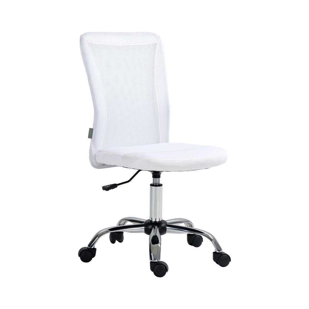 White Mesh Computer Desk Chair with Height Adjustment and Swivel Wheels Armless Study Chair-image-OPC-PMFQD6J-NEW