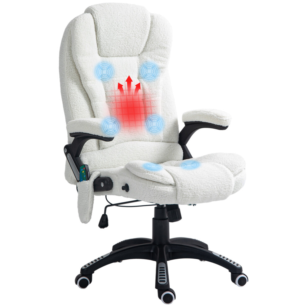 White Boucle Office Chair with Six-Point Massage Ergonomic Support Adjustable Height Perfect for Home or Office Use-image-OPC-PMFQDC5-NEW