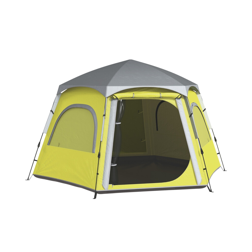 Family Camping Tent 2-4 Person Instant Pop Up Dome with Rainfly Mesh Windows & Doors Waterproof UV Protection Yellow Green-image-OPC-PMFQDCN-NEW