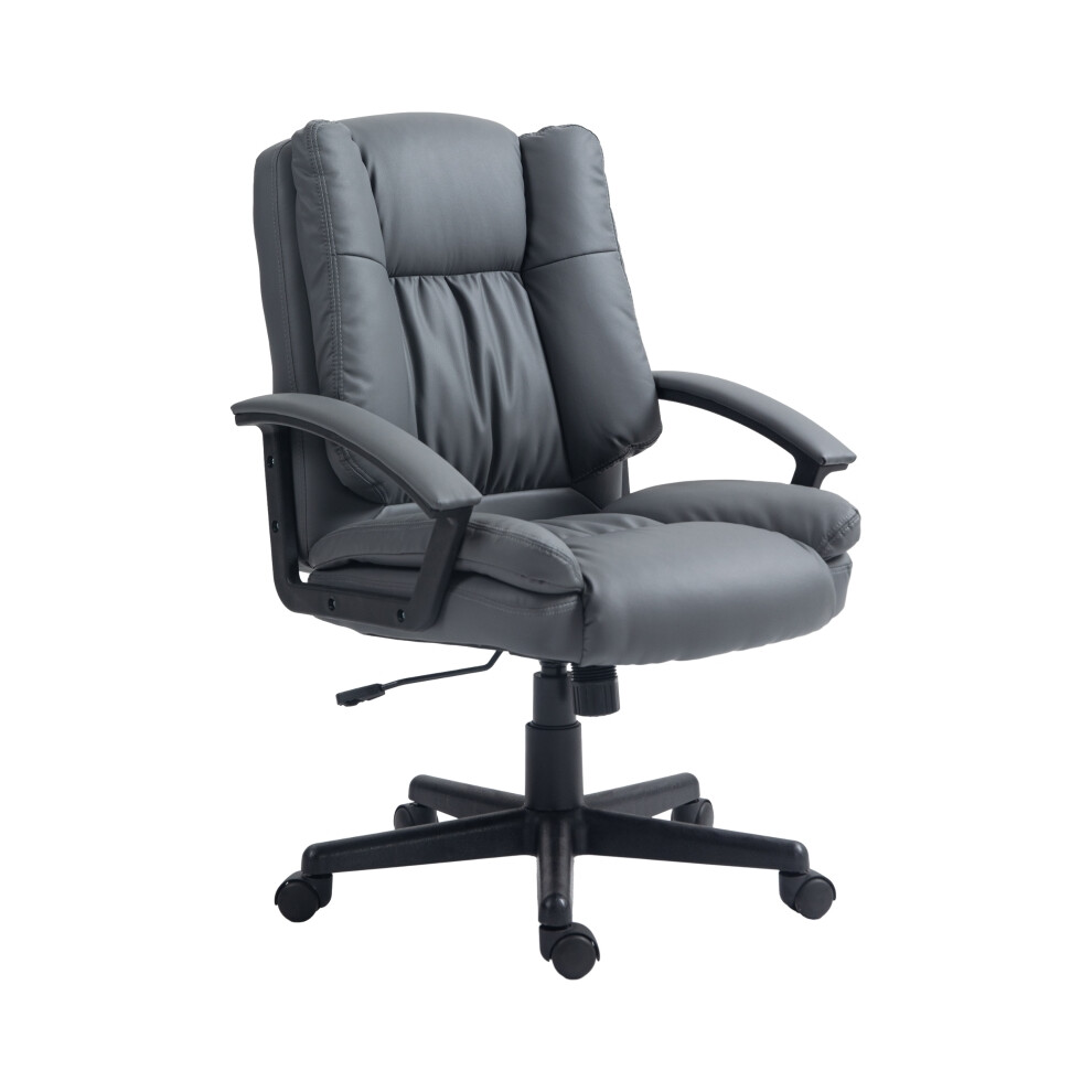 Mid Back Office Chair with Adjustable Height and Swivel Computer Desk Chair for Home Office Dark Grey Rolling Wheels-image-OPC-PMFQDCV-NEW