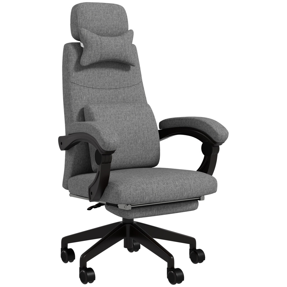 Linen-Style Grey Office Chair with 160 Recline and Footrest Comfortable Adjustable Seating for Work or Relaxation-image-OPC-PMFQDR9-NEW