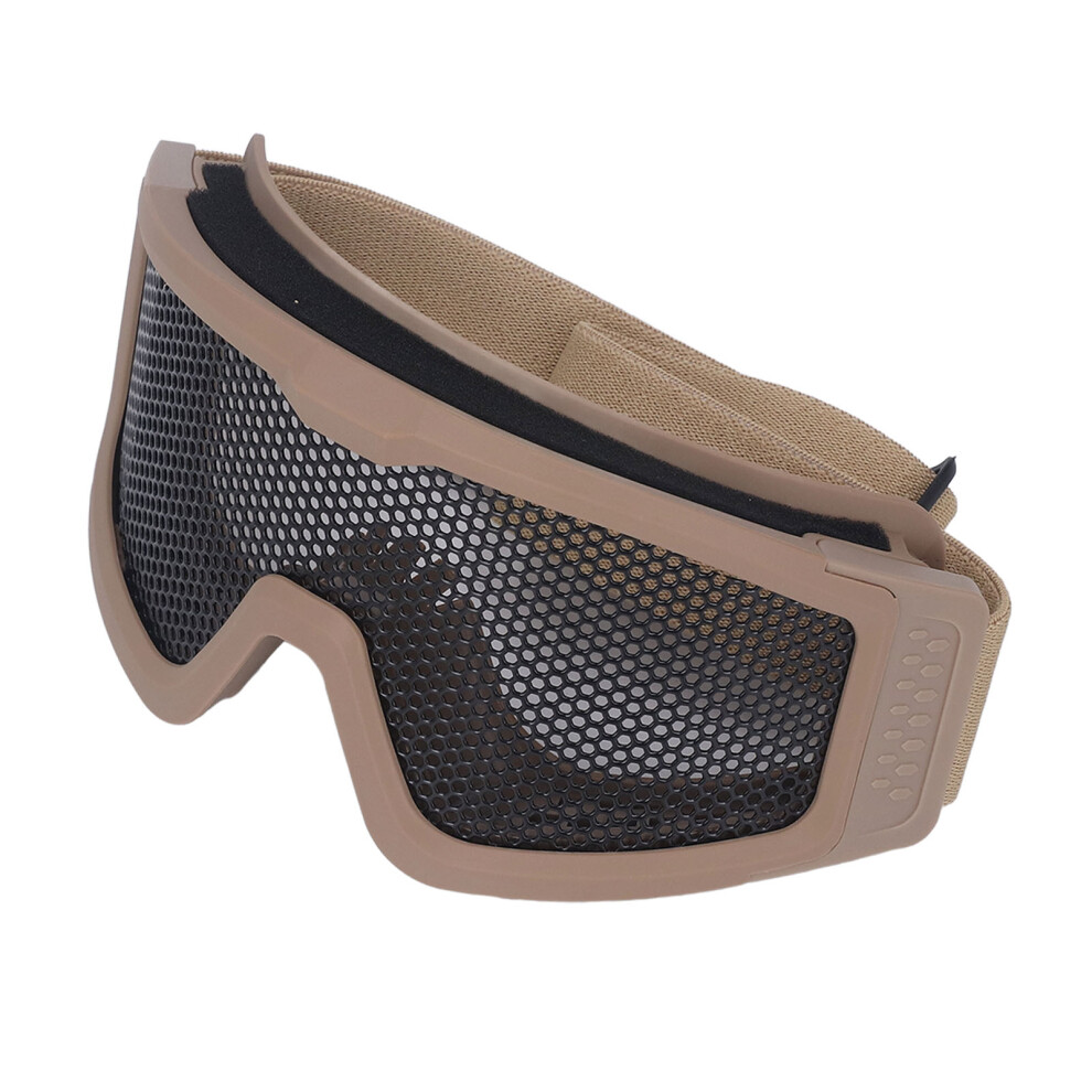 Breathable Iron Mesh Safety Goggles Shock-Resistant Wind Sand Proof Khaki 4991355084370