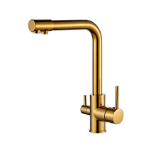 Kitchen Sink Faucet Deck Mounted Mixer Tap 360 Rotation Gold Bar Farmhouse Commercial Water Purification Filter