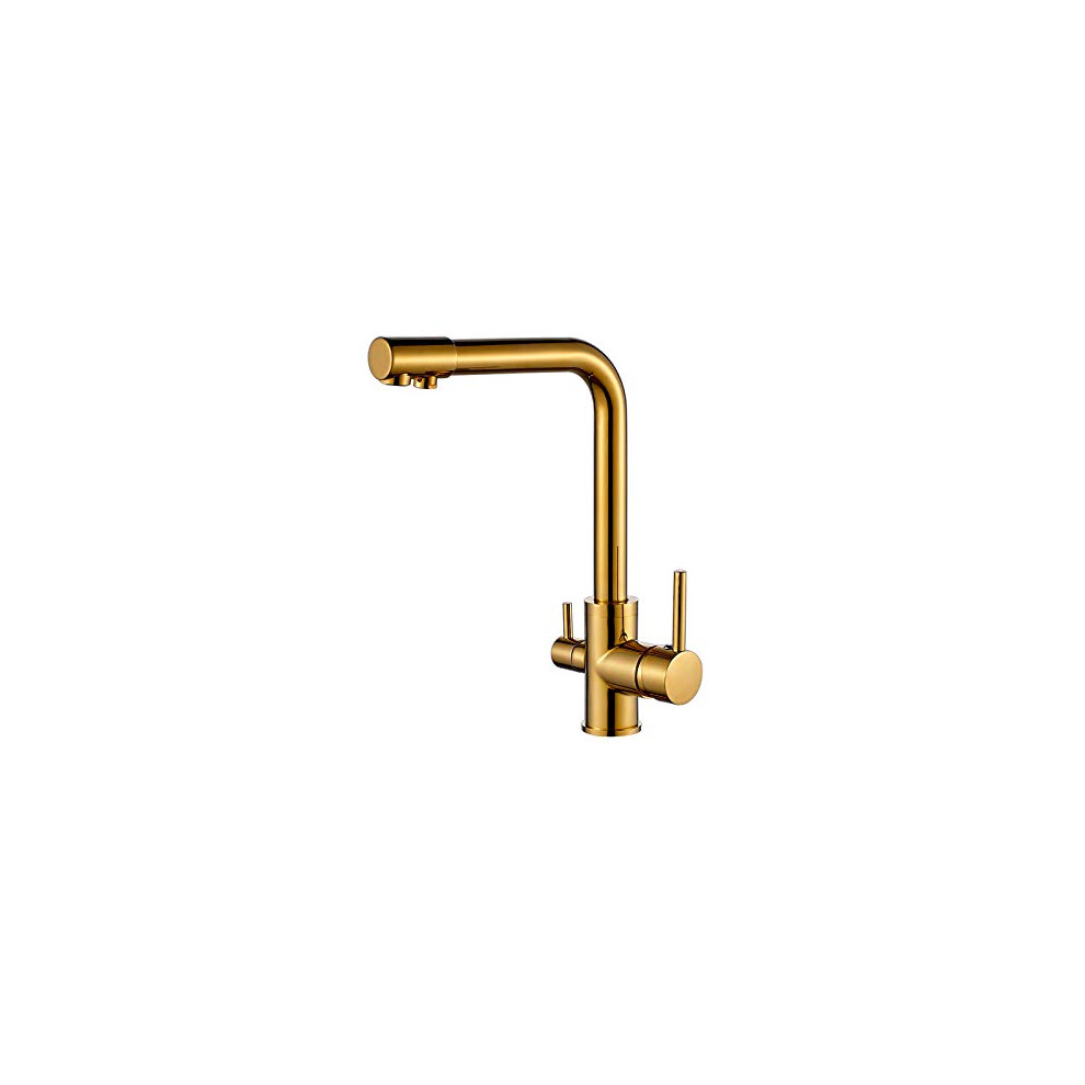 Kitchen Sink Faucet Deck Mounted Mixer Tap 360 Rotation Gold Bar Farmhouse Commercial Water Purification Filter 9393856621217