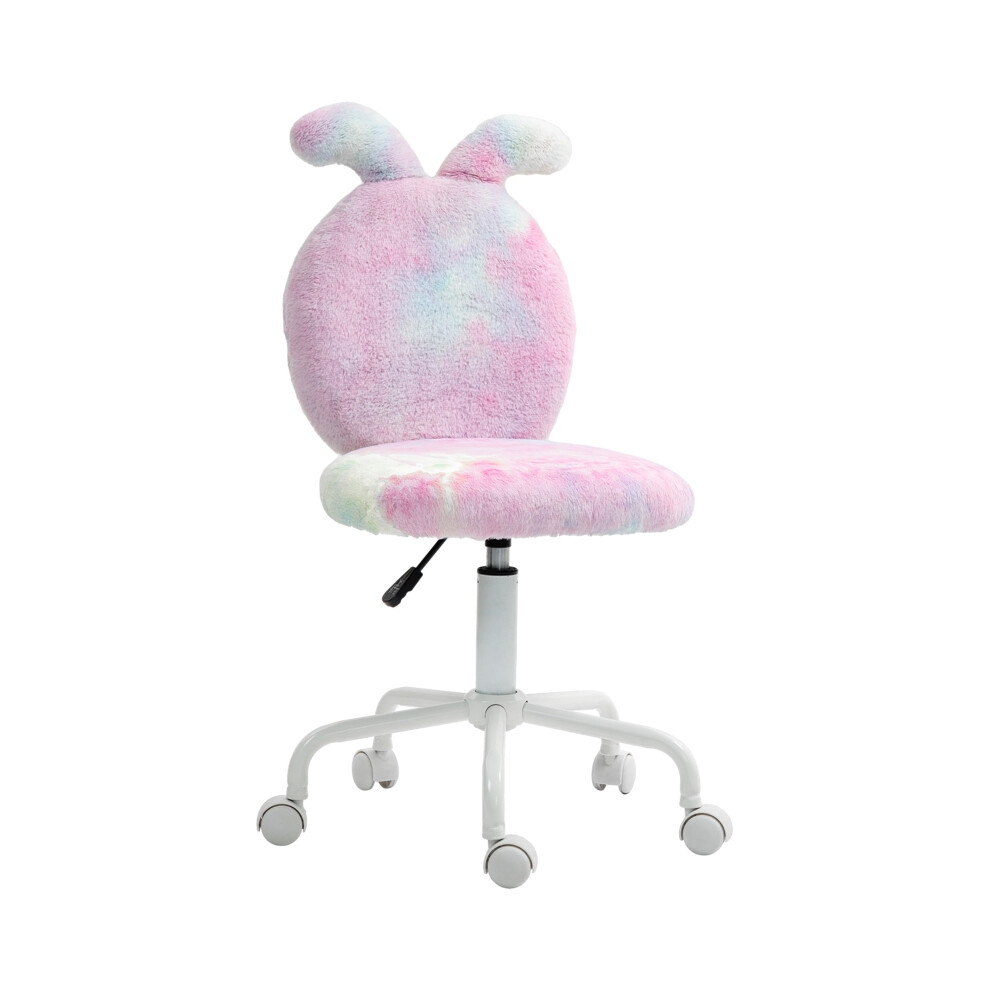 Furry Bunny Ears Office Chair with Adjustable Height Faux Fur Swivel Vanity Seat Armless Colourful Bedroom & Study Room Chair-image-OPC-PMFQGNW-NEW