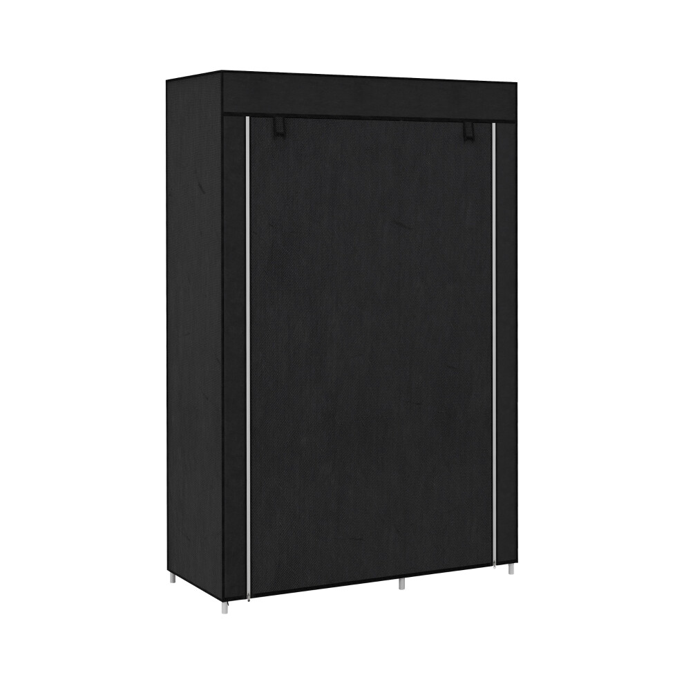 Multi-Functional Fabric Wardrobe with 6 Shelves & Hanging Rail Portable Foldable Closet 103x43x162.5cm Black Easy Assembly-image-OPC-PMFQGRJ-NEW
