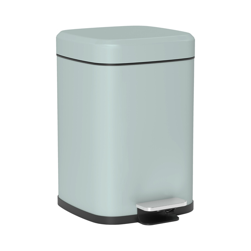 12L Metal Kitchen Trash Bin Light Green Modern Boxy Design Home Waste Container with Secure Lid Rust-Resistant Material-image-OPC-PMFQH8V-NEW