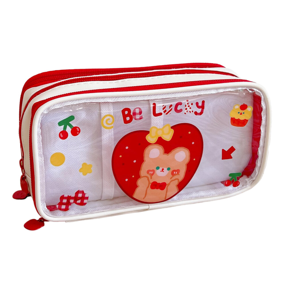 3 Layer Transparent Pencil Case Large Capacity Cute Cartoon Waterproof-image-OPC-PMFQHCZ-NEW