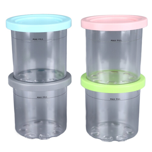 4Pcs Ice Cream Pints Containers Lids Large Capacity Round Storage
