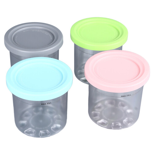 4Pcs Ice Cream Pints Containers Lids Large Capacity Round Storage 2