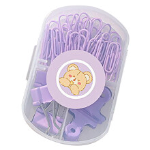 (Purple) Paper Clips Set Sturdy Box Packed Light Portable Office Clips Green