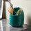 (Green) Mini Desktop Trash Can Swing Lid Dinosaur Garbage Bin Plastic 3