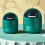 (Green) Mini Desktop Trash Can Swing Lid Dinosaur Garbage Bin Plastic 5