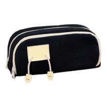 (Black) Pencil Case Large Double Layer Portable Pouch Zipper Black