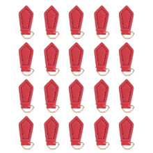 (Red Gold D Ring) 20pcs Rhombus Genuine Leather Zipper Pull D Ring Gold
