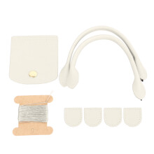 (Milky White Split Leather) Leather Purse Strap DIY Handle Flip Cover Zipper Milky White