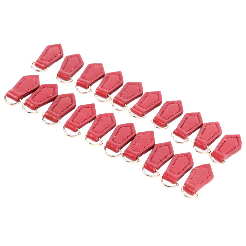 (Red Gold D Ring) 20pcs Rhombus Genuine Leather Zipper Pull D Ring Gold 1