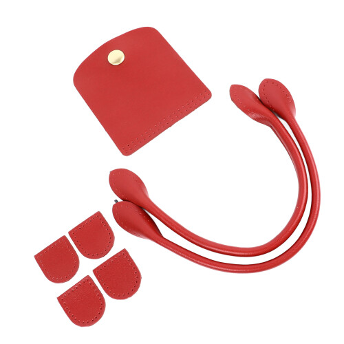 (Red Split Leather) Leather Purse Strap DIY Handle Flip Cover Zipper Milky White 1