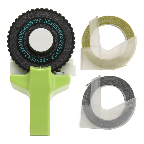Embossing Label Maker Green Ergonomic Portable with Ribbons