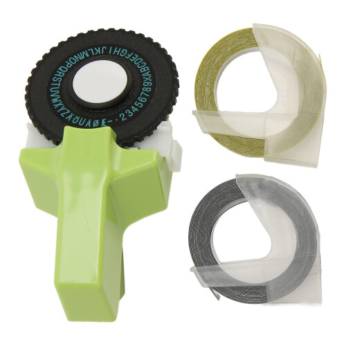Embossing Label Maker Green Ergonomic Portable with Ribbons 2