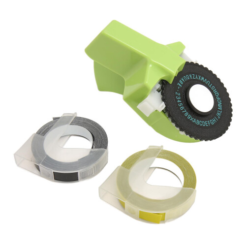 Embossing Label Maker Green Ergonomic Portable with Ribbons 1