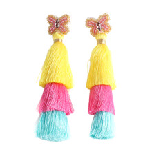Boho Tassel Earrings Women Vintage Handmade Colorful Layered Earrings