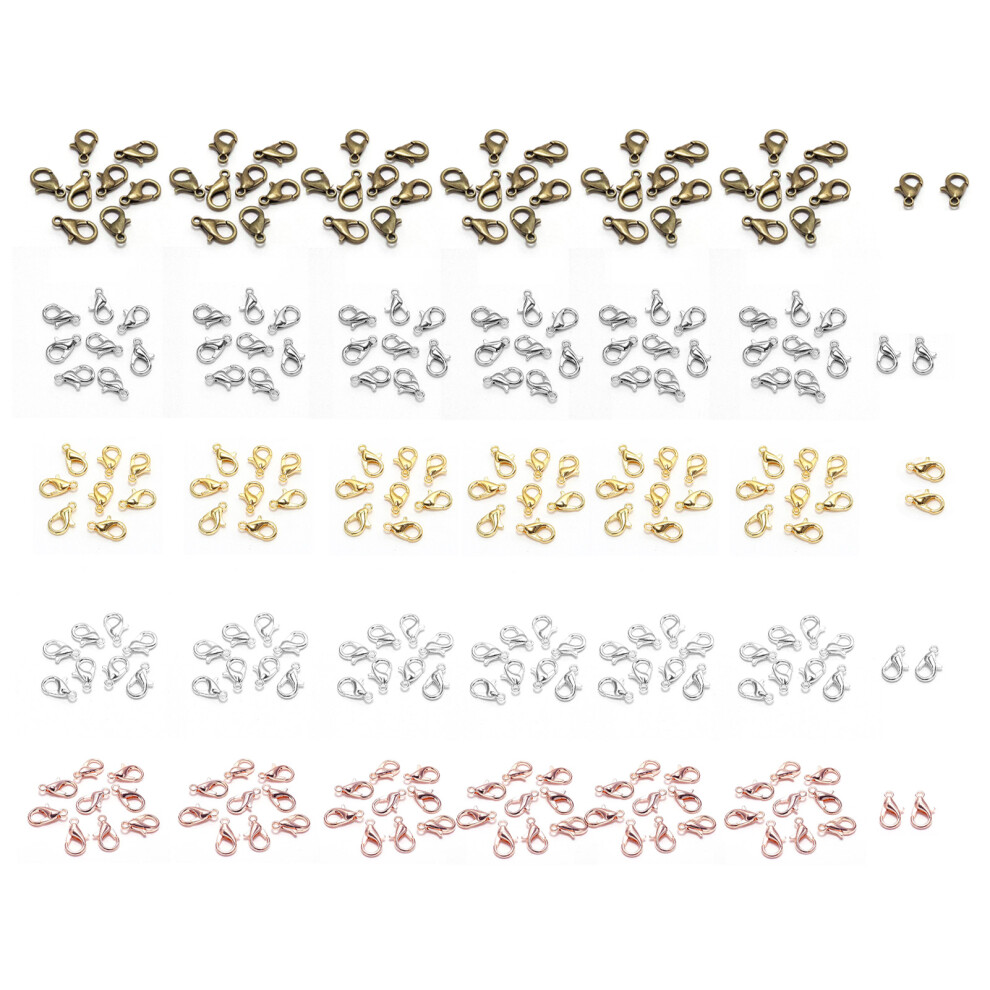 250pcs 12mm Zinc Alloy Lobster Clasp Silver Rose Gold White Bronze-image-OPC-PMFQMFY-NEW