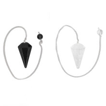 2Pcs Healing Crystal Necklace White Black Natural Hexagonal Meditation