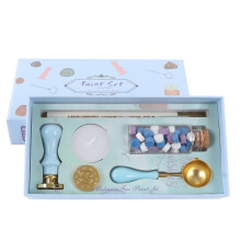 (Blue) Wax Sealing Stamp Kit Clear Pattern DIY for Invitations Green