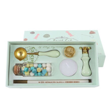 (Green) Wax Sealing Stamp Kit Clear Pattern DIY for Invitations Green