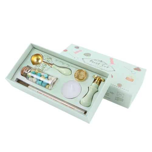 (Green) Wax Sealing Stamp Kit Clear Pattern DIY for Invitations Green 1